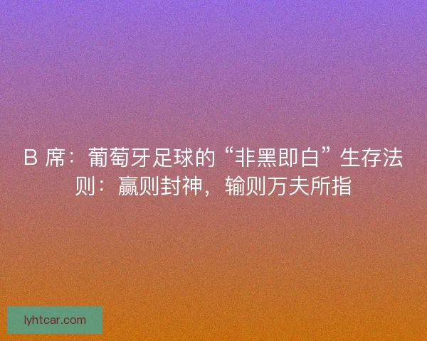 B 席：葡萄牙足球的 “非黑即白” 生存法则：赢则封神，输则万夫所指